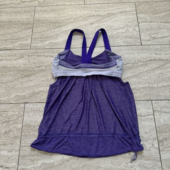 Lululemon Rest Less Tank Bra Top Bruised Berry Wee Stripe Purple Size 10 - Picture 7 of 9